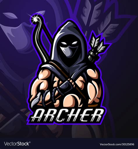 Archer Mascot Sport Esport Logo Design Royalty Free Vector