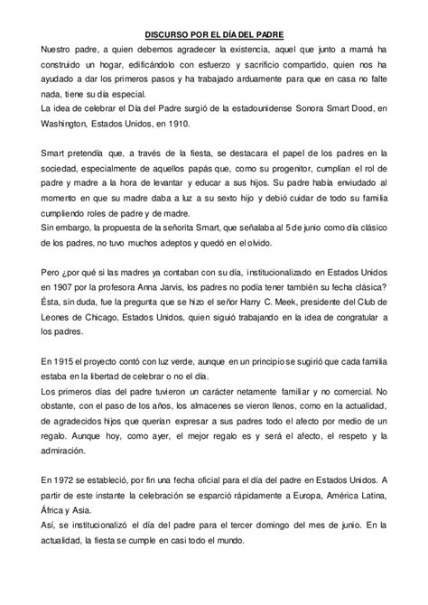 Este domingo 20 de junio se celebra en chile el día del padre. Discurso por el día del padre