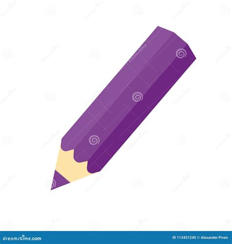Purple Thick Pencil Isolated On White Background Stock Vector