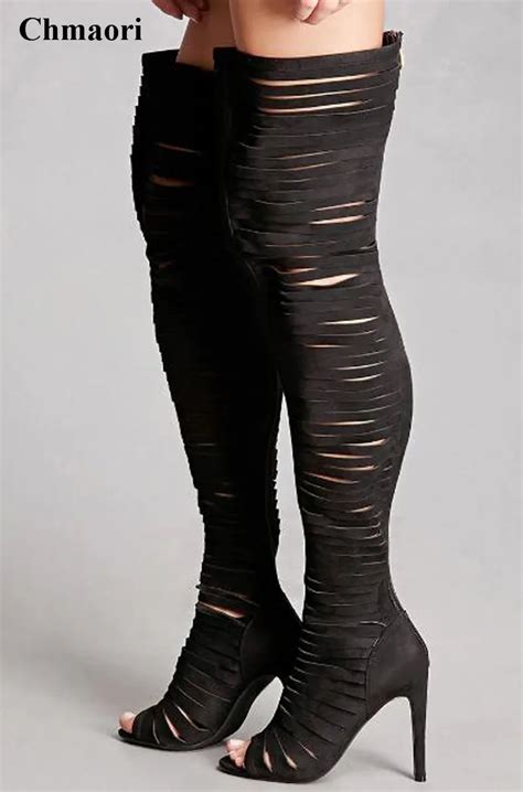 New Arrival Women Fashion Open Toe Black Suede Leather Straps Design