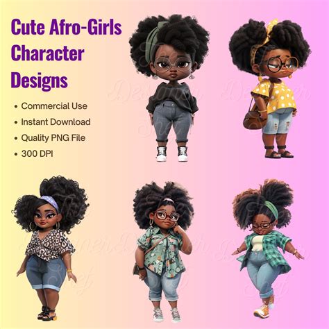 Cute Chubby Black Girl Character Black Girl Png Cute Girls Etsy