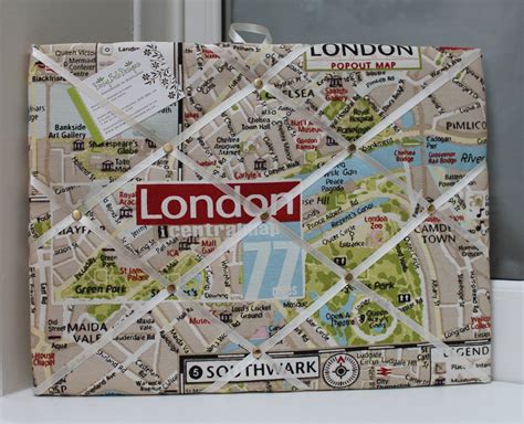 Pin Board London Map Fabric London Ts Etsy