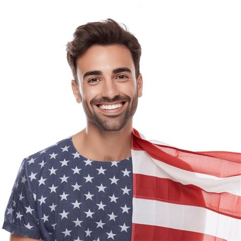 Premium Ai Image Photo Man Smiling With 4th July Flag Image With