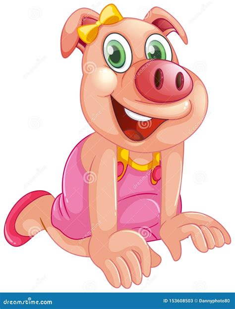 Cute Girl Pig Character Stock Vector Illustration Of Eyes