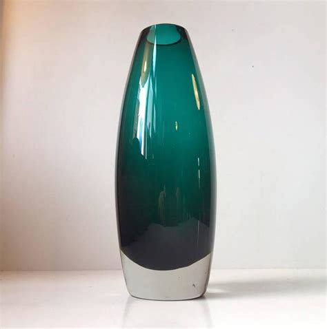 Turquoise Mid Century Glass Vase By Tamara Aladin For Riihimaen Lasi Oy Finland At 1stdibs