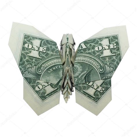 Dinero Origami Verde Butterfly Doblado Con Billete De Un Dólar Real