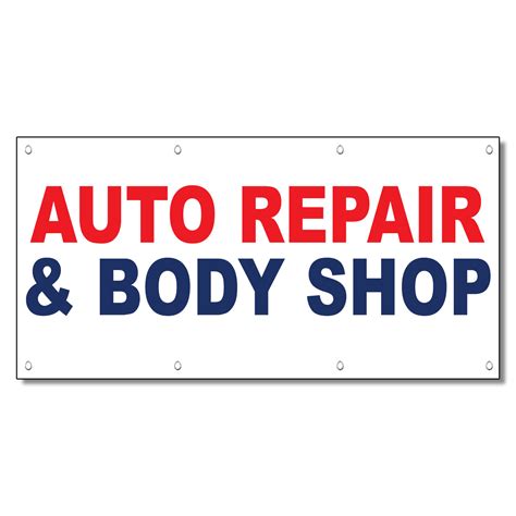 Auto Repair And Body Shop Red Blue Auto Car Repair Shop