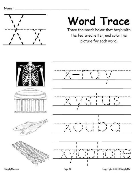 Letter X Words Alphabet Tracing Worksheet Tracing Worksheets