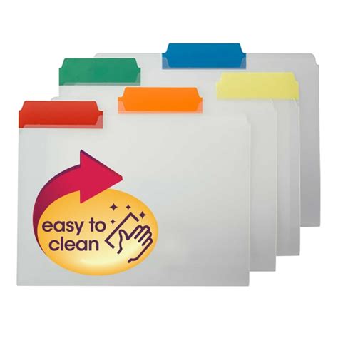 Smead® Clear Poly File Folders With Color Tabs 13 Cut Letter Size