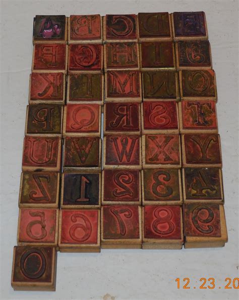 36 Alphabet And Number Stamp Set 1 X 1 Wooden Etsy