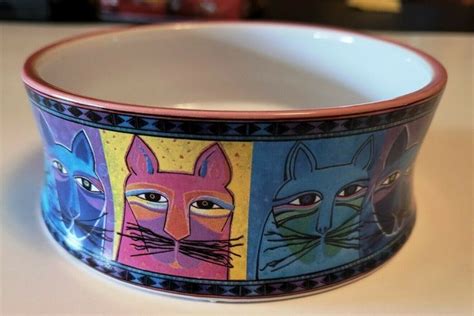 Laurel Burch Inspirations Ceramic Cat Bowl Dish Impressionistic Cat