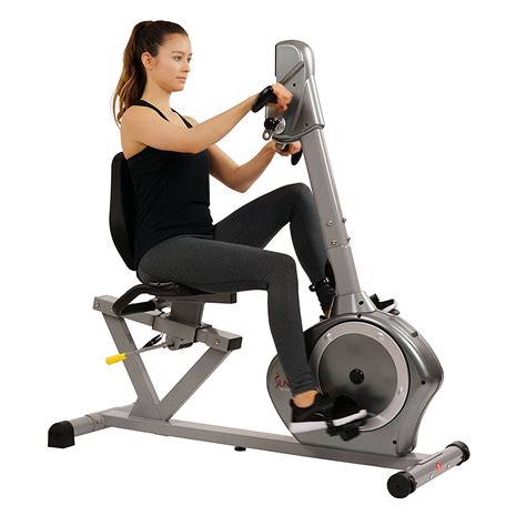 Magnetic recumbent exercise bikes provide a more natural resistance approach then wind and offer a much quieter ride. Sunny Health & Fitness Magnetic Recumbent Bike - SF-RB4631