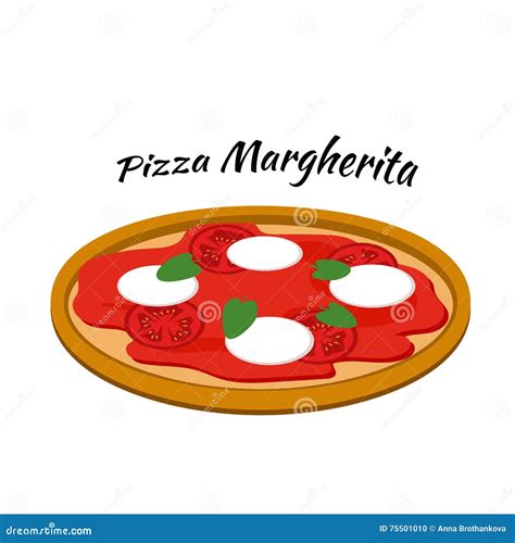 Margherita Della Pizza Illustrazione Nello Stile Piano Illustrazione