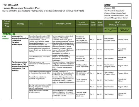 Transition Plan Template Template Business