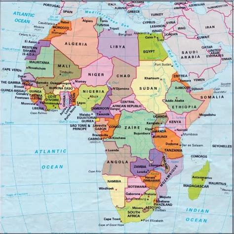Peta Benua Afrika Lengkap Dengan Negara Batas Wilayah Sumber Daya Riset