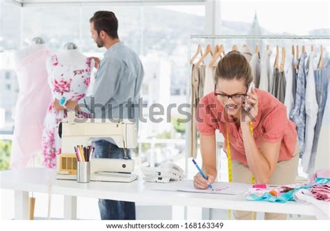 Male Female Fashion Designers Work Bright Stock Photo Edit Now 168163349