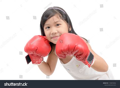 Smile Girl Fighting Red Boxing Gloves Stock Photo 1150074056 Shutterstock