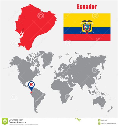 Mapa De Ecuador En Un Mapa Del Mundo Con El Indicador De ...