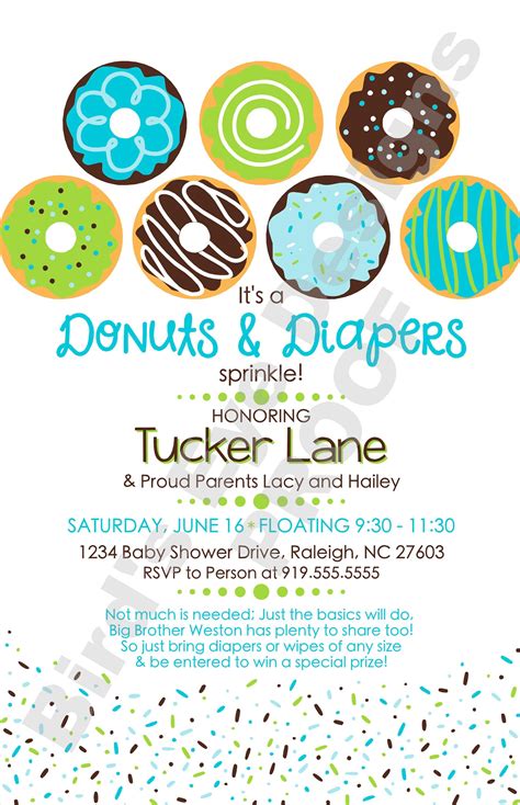 Donuts And Diapers Baby Boy Showersprinkle Invite Printable Etsy