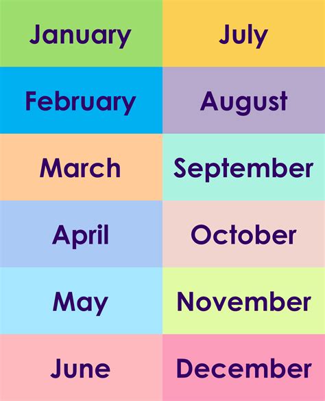 6 Best Printable Months Of The Year Chart Porn Sex Picture
