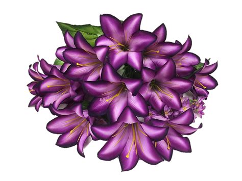 Silk Flower Garden 15 Heads Easter Lily Bouquet Purple Silk Flower