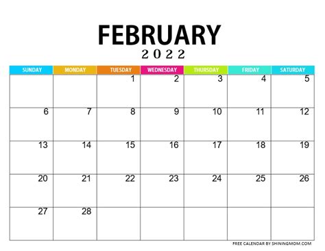 Free Printable February 2022 Calendar 12 Awesome Designs Laptrinhx