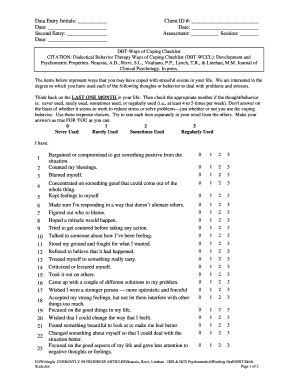 Dbt Ways Of Coping Checklist Fill Online Printable Fillable Blank