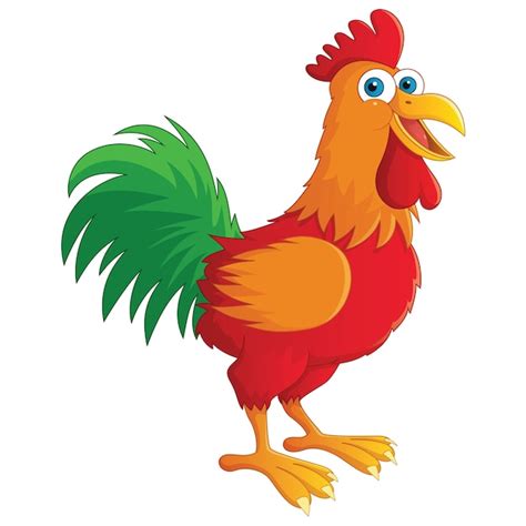 Ilustración Del Gallo De Dibujos Animados Vector Premium