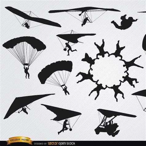 Free Vector Parachutes And Skydiving Silhouette Pack Freevectors