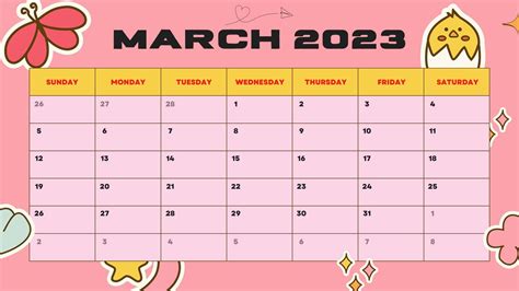 Download March 2023 Calendar In Bold Colors Wallpaper