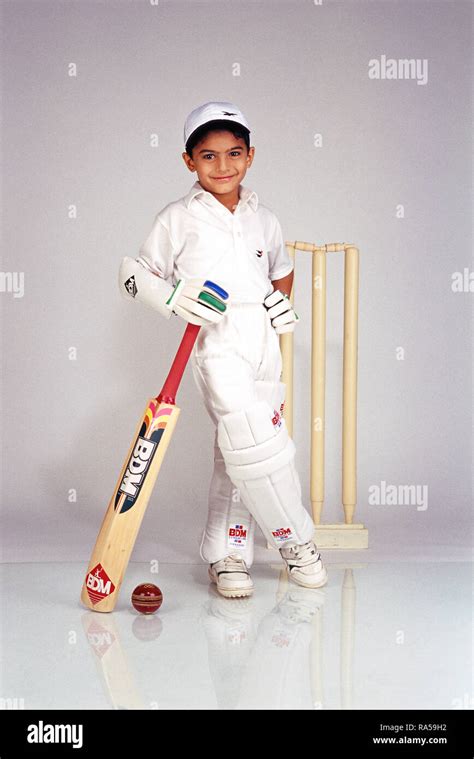 Young Boy Cricketer Dressed In Cricket Gear Stock Photo Alamy