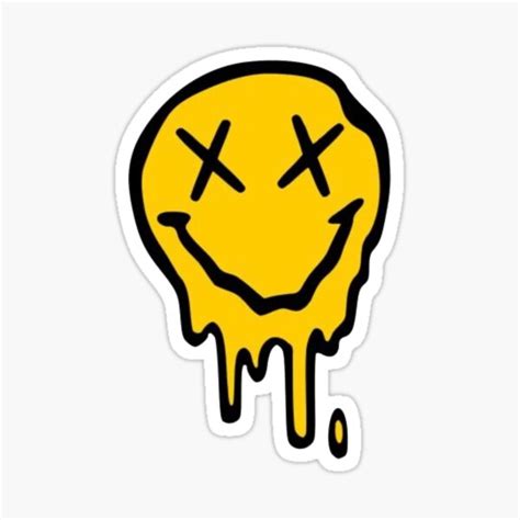 Drippy Smiley Face Sticker For Sale By Trinitykolling Redbubble