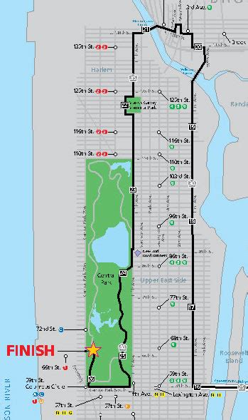 Ing New York City Marathon Route Map Central Park