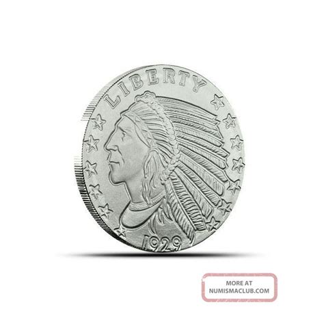 1929 Incuse Indian 110 Oz Silver Round Uncirculated