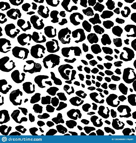 Vector Illustration Leopard Print Seamless Pattern Black And White