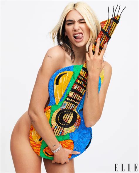 Dua Lipa Wears Sexy Lingerie And A Moschino Guitar On Elle Popsugar Fashion
