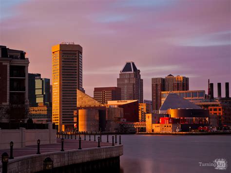 Baltimore Skyline At Sunset By Eric Hagemann Turningart
