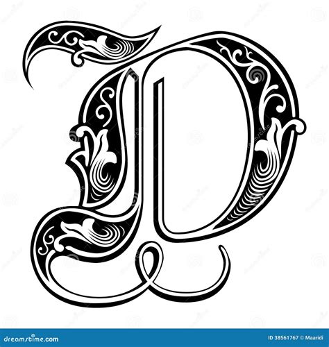 Garnished Gothic Style Font Letter D Stock Illustration Illustration