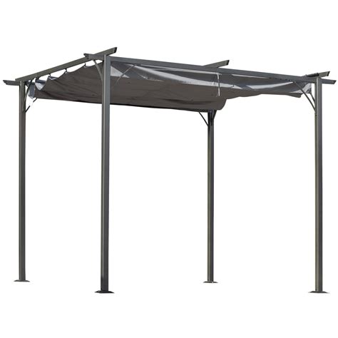 Buy Outsunny 3 X 3m Metal Pergola With Retractable Roof Garden