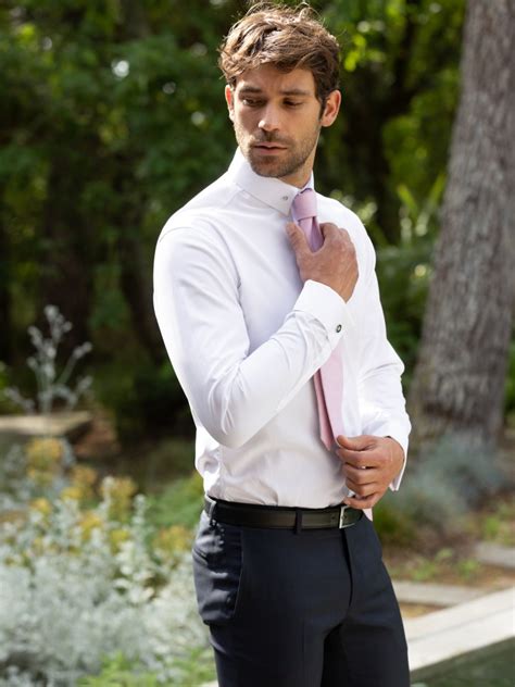 white pin collar french cuff shirt formal dress shirts