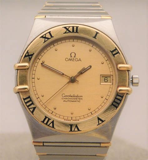 Omega Constellation 18k Solid Gold Half Barss Automatic Mens Watch35mm