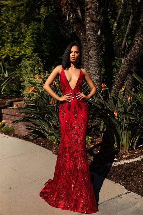 Aandn Luxe Ciara Gown Red Sequins Prom And Formal Gown Aandn Luxe Label