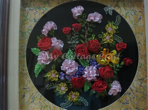 Matikan benang dan gunting bahagian lebih reben. My Cottage Craft: BUNGA REBEN BERBINGKAI (FRAMED)