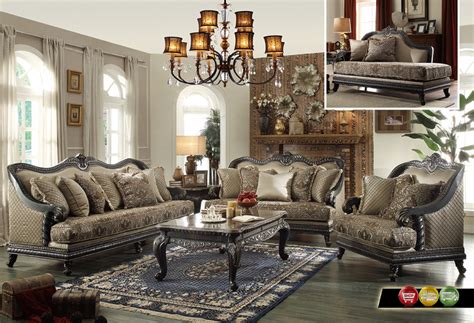 Traditional European Design Formal Living Room Luxury Sofa Set Dark