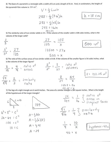 Unit 11 Volume And Surface Area Homework 3 Answer Key Geometry