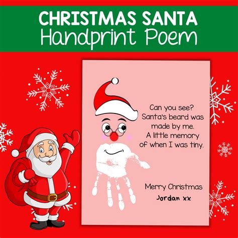 Christmas Santa Handprint Poem Printable