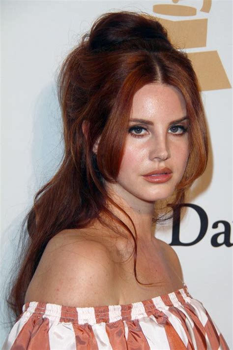 Lana Del Rey Wavy Auburn Bouffant Bun Half Up Half Down Overgrown