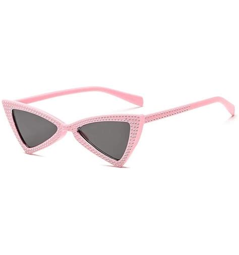 triangle sunglasses women sunshade rhinestone butterfly frame cat eye sun glasses female black