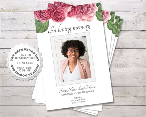 Roses Funeral Program Template And Order Of Service • Funeral Potatoes