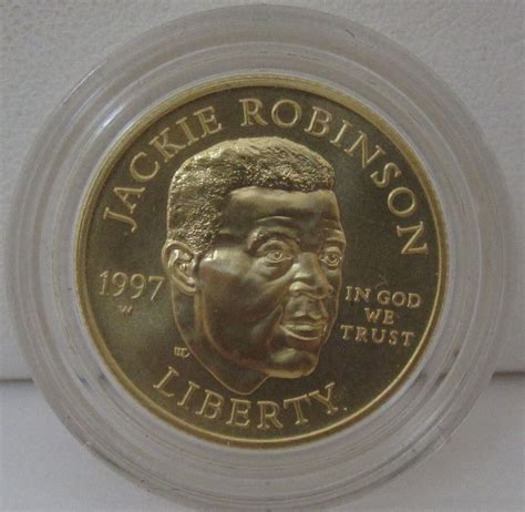 1997 Jackie Robinson 50th Anniversary 4 Coin Silver And Gold Proof And Unc